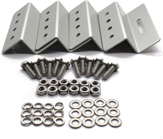 F-ber 4 Sets Z Mounting Aluminum Alloy Solar Panel Roof Mounting Bracket with Stainless Bolt for Carvan Roof Solar System Fitting