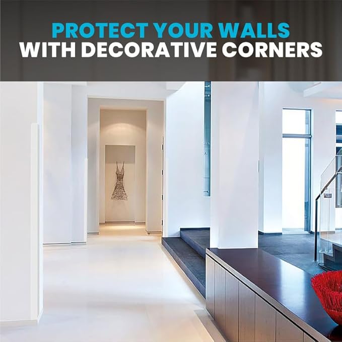 Proflex Wall Corner Protector - White Textured 1-1/2 inch x 36 inch - Pack of 6 - Self Adhesive Corner Guards for Walls Edge Protection – Easy to Apply – No Tools Needed