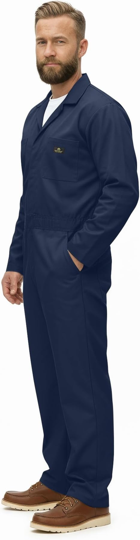 Natural Uniforms Mens Long Sleeve Zip Up Twill Coverall, Stain and Wrinkle Resistant
