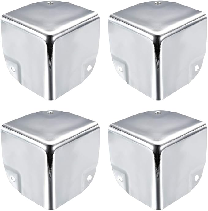 uxcell Metal Box Corner Protectors Box Edge Guard Protector 50 X 50 X 50mm Silver Tone 4pcs for Table Corners and Desk Corners