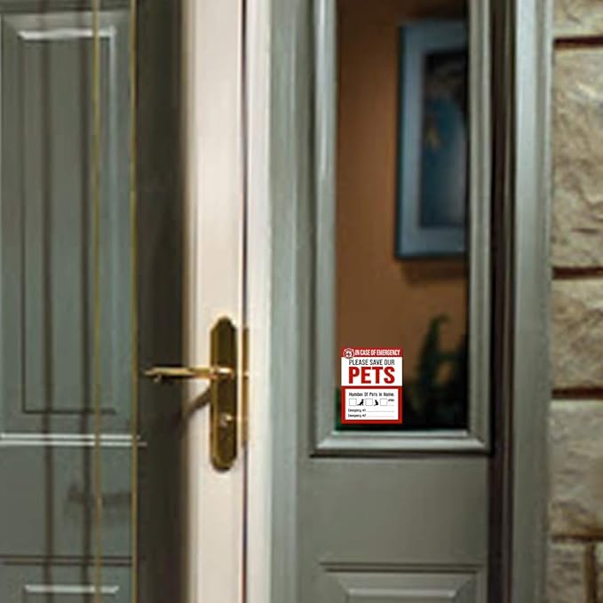 IT'S A SKIN Pet Rescue Sticker - Fire Safety - Emergency Pet Window Decal - Dog Cat 4x5 Durable Laminate 4 Pack