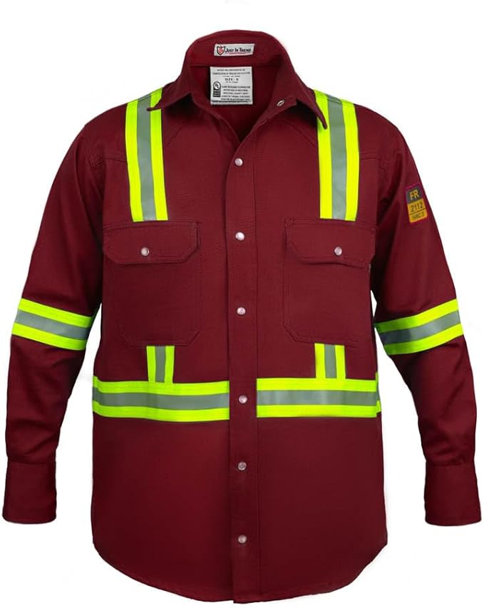 Flame Resistant High Visibility Hi Vis FR Shirt - 100% C - 7 oz