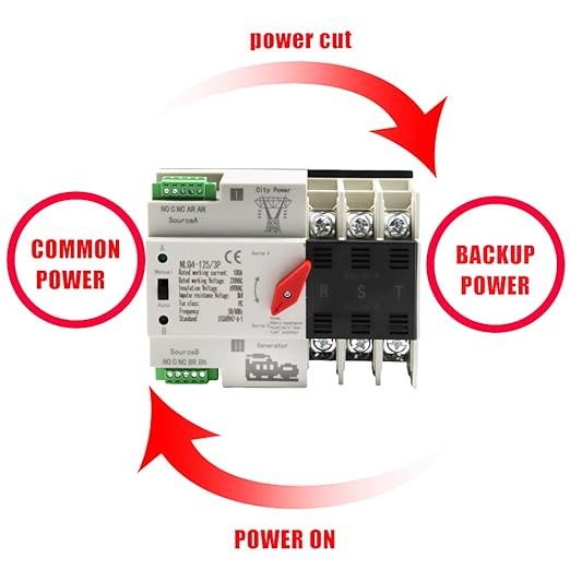 Mini ATS Automatic Transfer Switch Dual Power Changeover Switch 100A 220V Generator Electrical Selector Switches DIN Rail Mount NLQ4-2P/3P/4P Circuit Breaker Toggle Controller