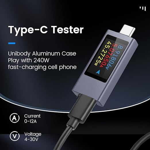 diymore 2 PCS USB C Power Meter Testers,USB C Tester Power Meter Color Screen,Digital Multimeter,Three Screens Switch to Display Current,Voltage,CPU Temperature,USB C Tester,DC4-30V/0-12A