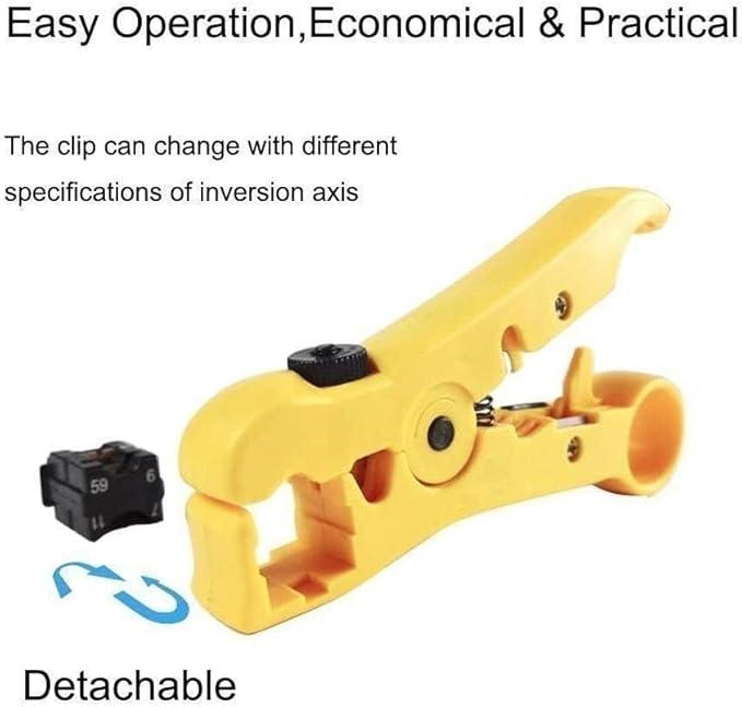 Coaxial Compression Tool Coax Cable Crimper Kit Adjustable rg6 rg59 rg11 75-5 75-7 Coaxial Cable Stripper with 20pcs F Male And 10pcs Female to Female rg6 Connectors