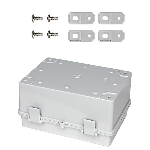 Waterproof Electrical Box ABS Waterproof Electrical Junction Box IP66, Weatherproof Plastic Enclosure with Mounting Plate, for LED Lights Solar Panels CCTV Cameras (7"x5.1"x3.5")