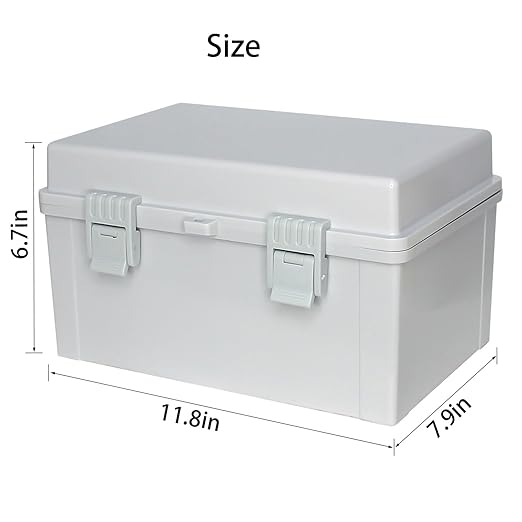 Waterproof Junction Box, Outdoor Electrical Box with Mounting Plate, ABS Plastic Engineering Enclosure Outdoor and Indoor Usage Project Box Gray Cover 11.8"x7.8"x6.6"