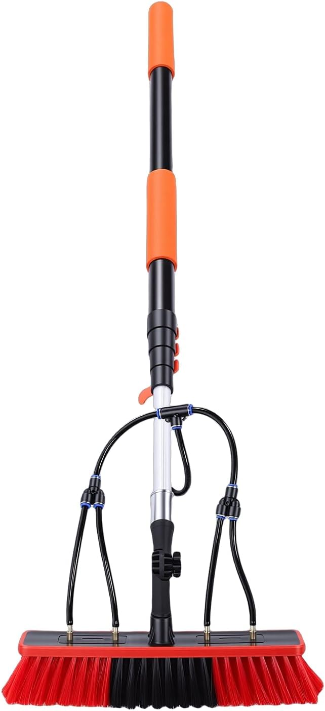 Solar Panel Brush Kit 12ft Extendable with Telescoping Pole, & Water Fed Window Cleaner Tool for Roof, RV, Gutter, Boat Deck – Efficient Solar Wind Power
