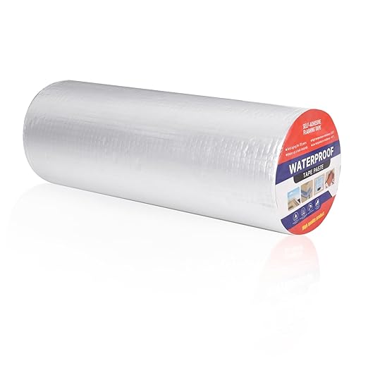 Butyl Tape Waterproof Aluminum Butyl Rubber Tape 12in x 16.4ft, UV-Resistant Leak Proof Seal Strip Patch for RV Patch,Window and Metal Roof Flashing, Patching and Gutter Leak Repair
