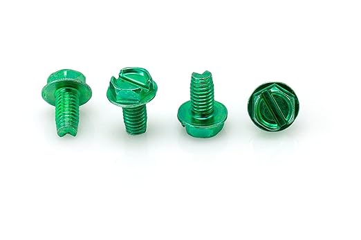 THE CIMPLE CO 1/2 in (13 mm) Self-Tapping Ground Screws - 10-32 Ground Screws - Electrical Grounding - Hex Head - Stainless Steel - Green, 10 Pieces