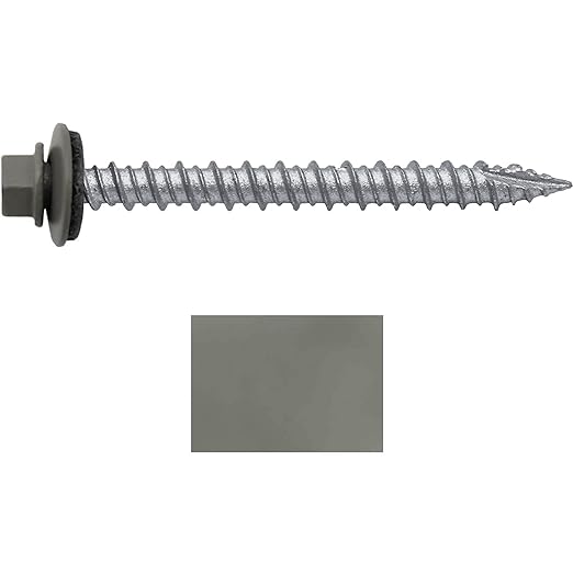 Metal ROOFING SCREWS: (250)10 x 2" PEWTER GRAY/SLATE GRAY Hex Head Sheet Metal Roof Screw. Self starting metal to wood siding screws. EPDM washer. Colored head