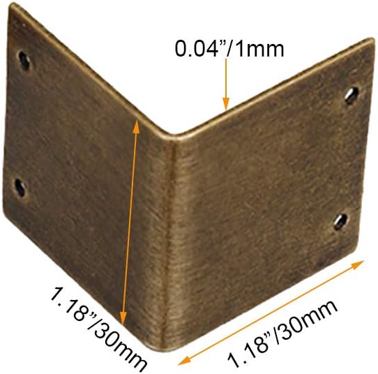 8Pcs Pure Brass 90 Degree Right Angle Corner Protector Corner Braces Camphorwood Box Corner Code Antique Edge Cover - Side Length: 1.2"