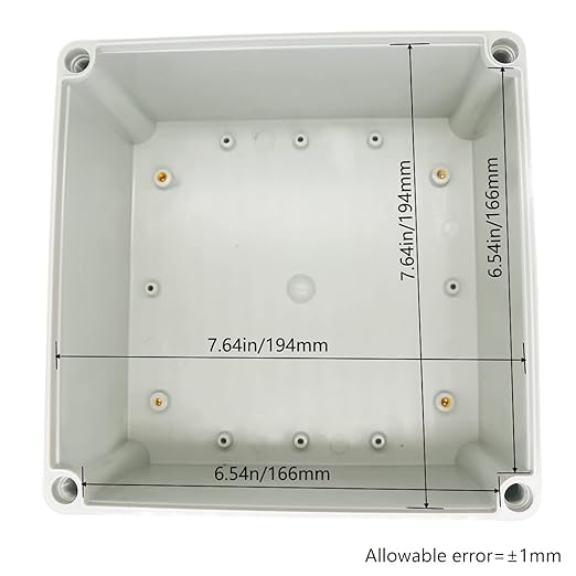 Zulkit Junction Box ABS Plastic Dustproof Waterproof IP67 Junction Boxes Universal Electrical Project Enclosure DIY Electronic Project Box Grey 7.87 x 7.87 x 5.12 inch (200 x 200 x 130 mm)
