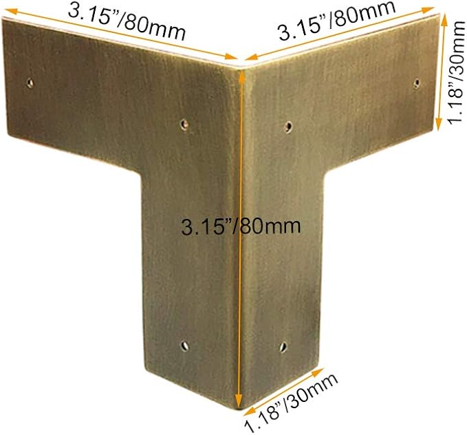 4Pcs Antique Pure Brass Heavy Duty Corner Protectors Braces Classical Furniture Tables and Chairs Cabinet Corner Guard (Antique Bronze)