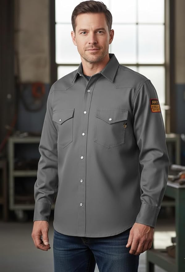 Just In Trend Flame Resistant Light Weight FR Shirt for Men - 88% Cotton, 12% Nylon, 7oz, NFPA 2112