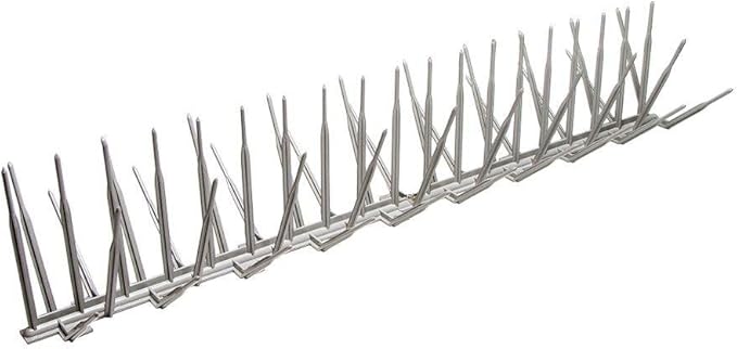 Bird B Gone - Gray Plastic Anti Bird Spikes (50') - Humane Deterrent - Stops Pigeons & Birds from Roosting - UV-Stabilized Polycarbonate - for Rooftops, Ledges, Fences, Etc - Made in USA