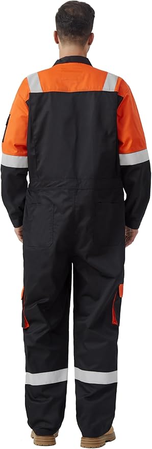 Men's Work Coverall High Visibility Overalls Mechanics Coveralls Workwear Jumpsuit with Multi Pockets