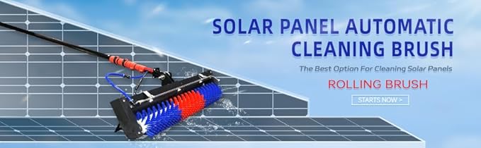 Solar Panel Cleaning Brush and Roller, 24FT Water Fed Pole Cleaning Kit, Adjustable Extension Pole, Window Washing Cleaner Equipment Kit, with Lithium Battery