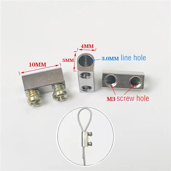 20pcs new upgrade steel wire rope cable clamp/double hole stainless steel（3.0MM line hole）