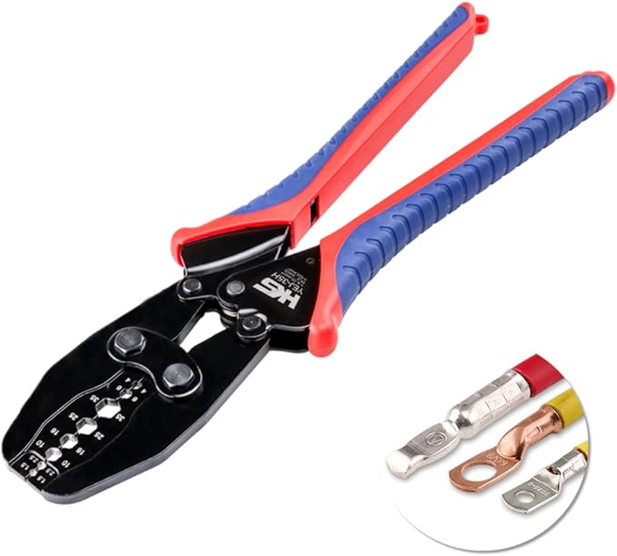 HKS Hex Crimping Tool for 16–2 AWG, Battery Lug Crimper for SB50 SB120 SB175 Power Connectors, 50/75/120A Hex Crimper for Jumper Cables, Solar & Non-Insulated Butt Connectors