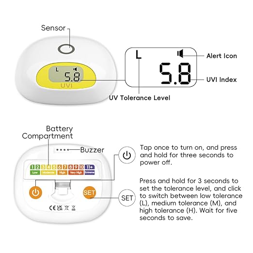 Sunlight UV Index Meter,UV Hurt Alarm,Beeping Sound When Sunburn,No Use Times Limitation