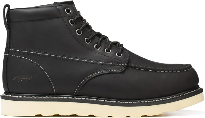 Golden Fox Work Boots 6" Men's Moc Toe Wedge Comfortable Boot for Construction