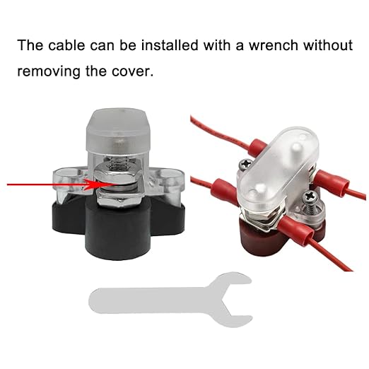 Heart Horse Bus Bar Terminal Block 1/4'' Power Stud Battery Junction Post Distribution Block Insulated with Cover DC 48V 250A for Auto Truck RV Boat (1/4'',Red+Black)