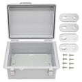 Electrical Junction Box with Mounting Plate, Hinged Cover Stainless Steel Buckles, IP67 Outdoor Project Box Weatherproof DIY Electrical Enclosure 8.6×6.7×4.3 inch (220×170×110mm)