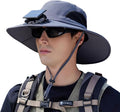 Extra Wide Brim Solar Fan Hat, Mens Fishing Hat with Fan, Neck Flap Sun Hat, UPF 50+ Solar Powered Cooling Cap Fisherman Hats