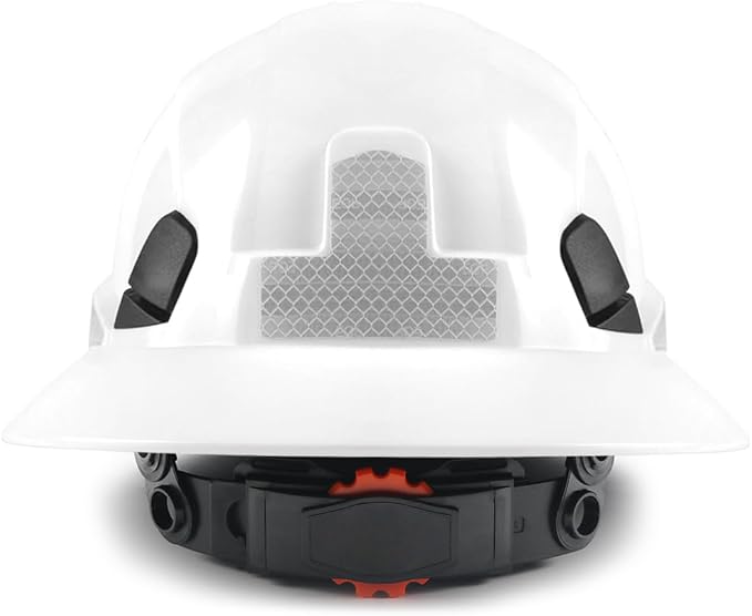 Full Brim Hard Hat Vented Construction Safety Helmet OSHA Approved Cascos De Construccion Work Hardhats with Cooling Towel for Men&Women 6 Point Adjustable Ratchet Suspension