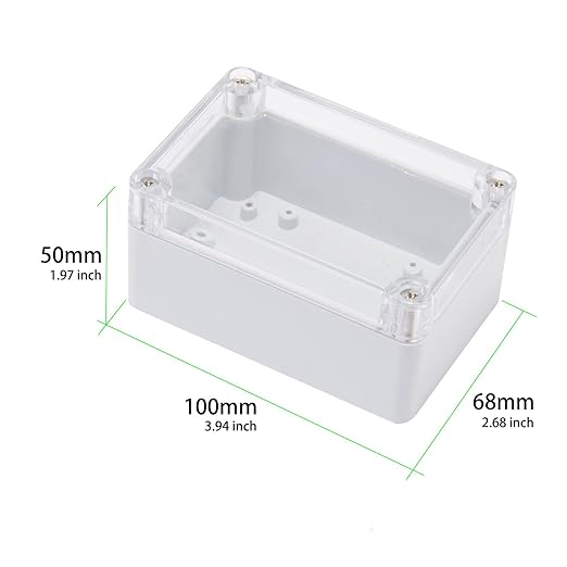 Universal Outdoor Junction Box ABS Plastic Dustproof Waterproof IP65 Universal Electrical Boxes Project Enclosure Grey with Transparent Clear Cover 3.9 x 2.7 x 2 inch (100 x 68 x 50mm)