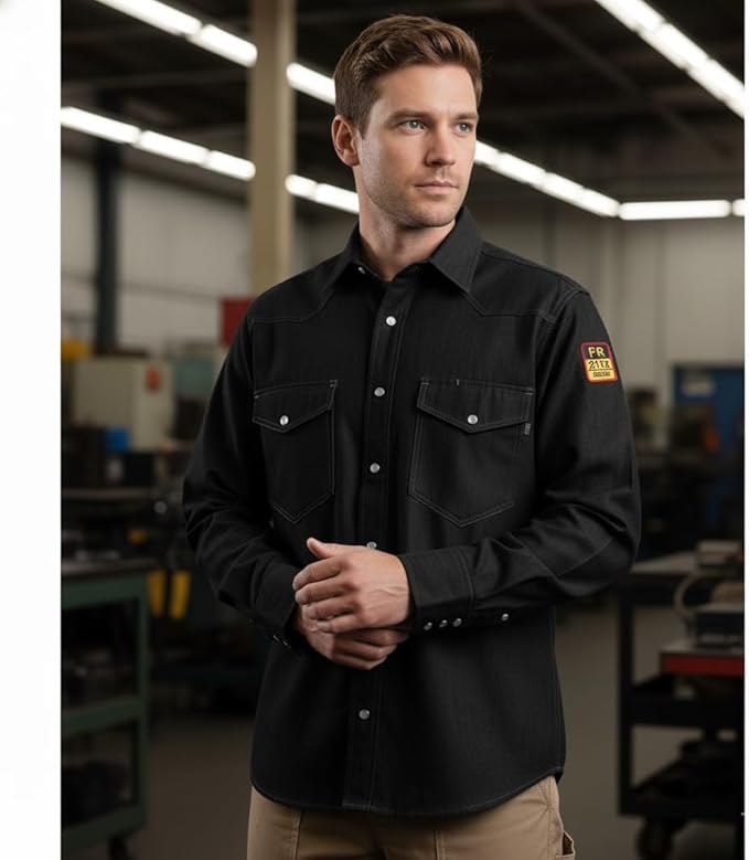 Flame Resistant FR Denim Shirt - 100% C - 7 oz