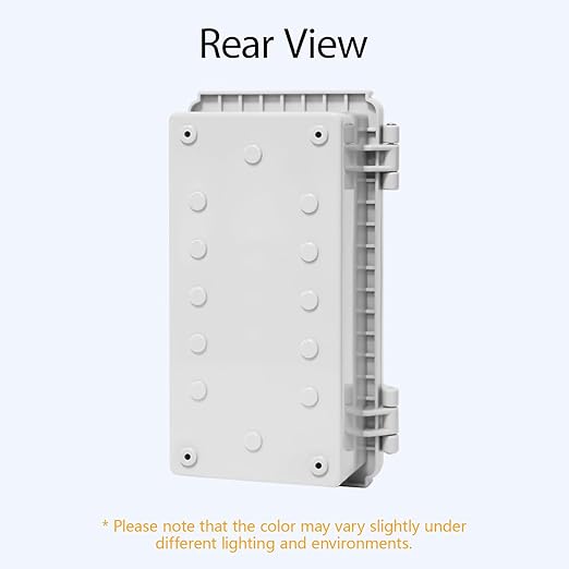 LeMotech Electrical Box, IP67 Waterproof Hinged Cover Stainless Steel Latch Junction Box, ABS Plastic Electrical Enclosure with Mounting Plate,Wall Brackets, Cable Glands,8.2"x4.2"x2.9",Grey