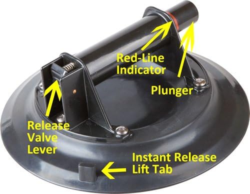 DAMO 10" Vacuum Suction Cup for Glass & Granite Lifting,Heavy Duty Glass Lifter, Suction Cups with Hand Pump,with Free Case