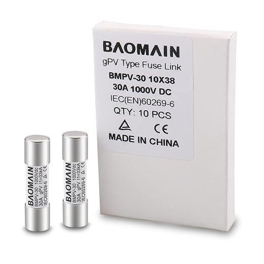Baomain 10-Pack gPV Solar PV Fuse 30A 1000V DC, 10x38mm, 33kA Breaking Capacity, CE Listed for Photovoltaic Systems, Combiner Boxes (30 Amp.)