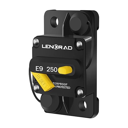 LENKRAD 250amp Marine Circuit Breaker Resettable 250A with Manual Reset Switch Button for Boat Trolling RV Yacht, 12V - 48V DC, Waterproof, Surface Mount(250 Amp Boat Circuit Breaker)