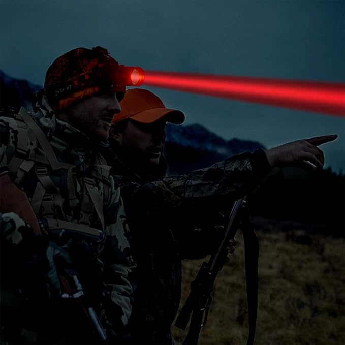 Hunting Headlamp Red Light Rechargeable, 1000 Lumens Red LED Head Light Zoomable Red Light Headlamp Waterproof 3 Modes for Coon Hog Coyote Varmint Hunting, Astronomy, Stargazing