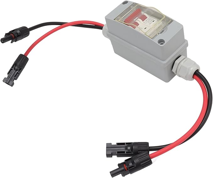 Solar Panel Disconnect Switch, 500V 32A DC Circuit Breaker IP65 Distribution Box Solar Isolator Switch (With Cable and PV Connector)