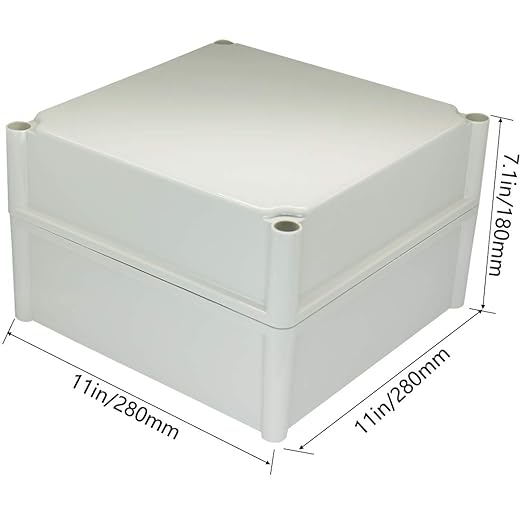 Zulkit Junction Box ABS Plastic Dustproof Waterproof IP67 Junction Boxes Universal Electrical Project Enclosure DIY Electronic Project Box Grey 11.02 x 11.02 x 7.09 inch (280 x 280 x 180 mm)