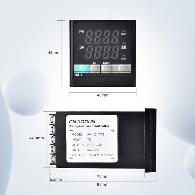 PID Temperature Controller Kit, CNAODUN 100-240 VAC Voltage with 40DA Solid State Relay，K Type Thermocouple Probe and Heat Sink