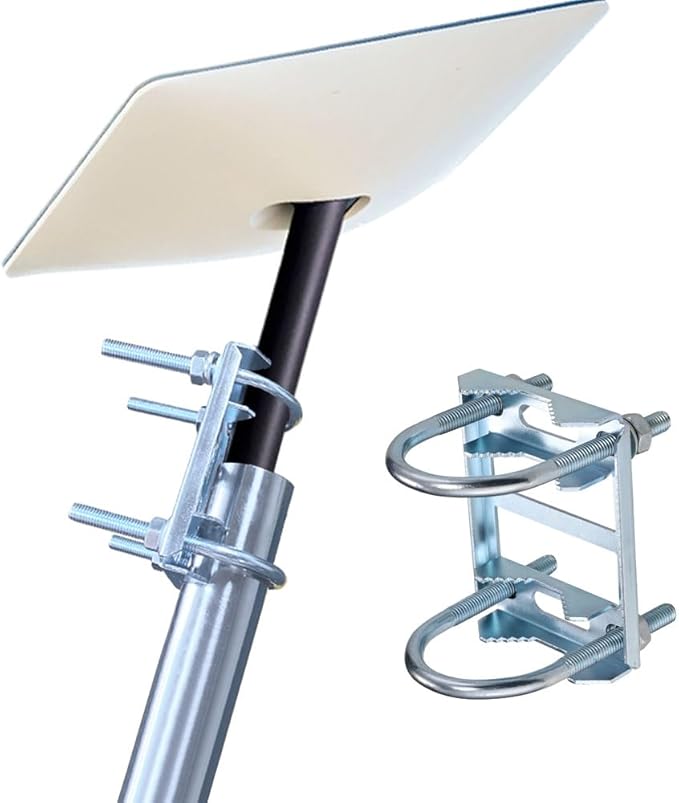 Antenna Mast Pipe Mount Works with Starlink Pipe Adapter Pole Mounting kit Connect Pipes to Poles Adapter,Heavy Duty Universal Antenna/Weather/WiFi Roof Pole Mount V-Clamp Bracket