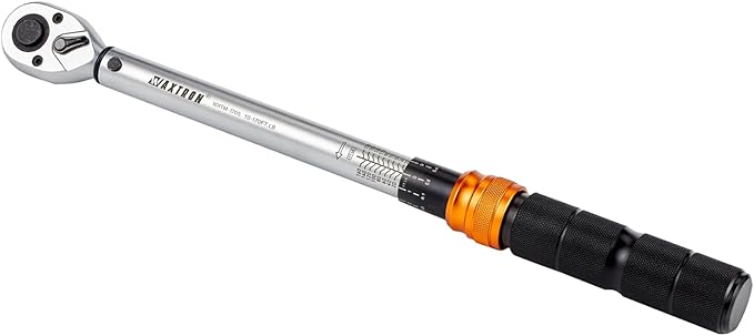 1/2" Foot Pound Torque Wrench, 10-170 Ft-Lb & 13-230 Nm Range, Dual-Direction 72-Tooth Click Wrench, Automotive Truck & Motorcycle Precision Maintenance, Heavy-Duty Storage Case Included