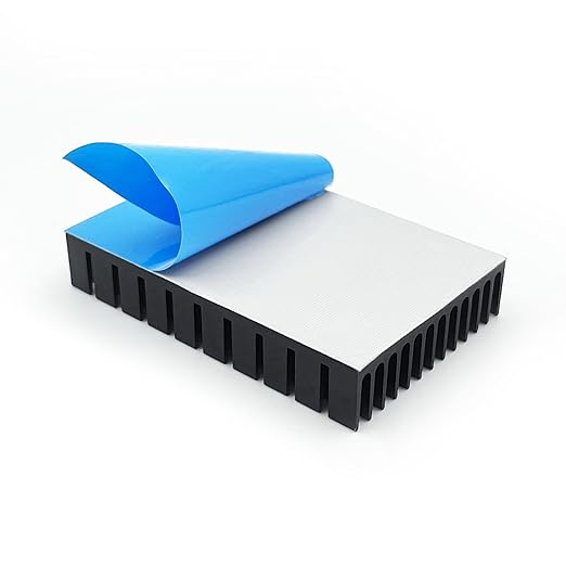 2PCS Black Aluminum Heat Sink with Thermal Conductive Adhesive Tape, 2.36x1.57x 0.44 inch/ 60x40x11mm Heatsink Cooler for Cooling VRM Cooler Electronics CPU Led