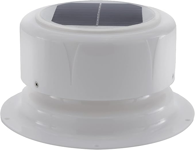 RecPro RV Solar Ventilation Fan | Solar Powered Ceiling Vent with Fan | For RV, Marine, Camper, Shed, Trailer (White)