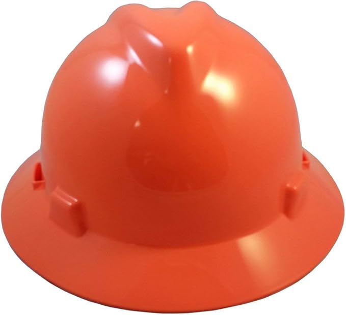 MSA V-Gard Full-Brim Hard Hat with Suspension - Polyethylene Shell, Superior Impact Protection and Self Adjusting Crown Straps - Standard Size Hard Hat