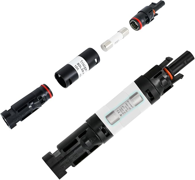 30A Solar Fuse Holder Inline, 1000V IP68 PV Inline Fuse Holders, Waterproof for Solar Panel and Solar Controller, with 10X38mm Fuse