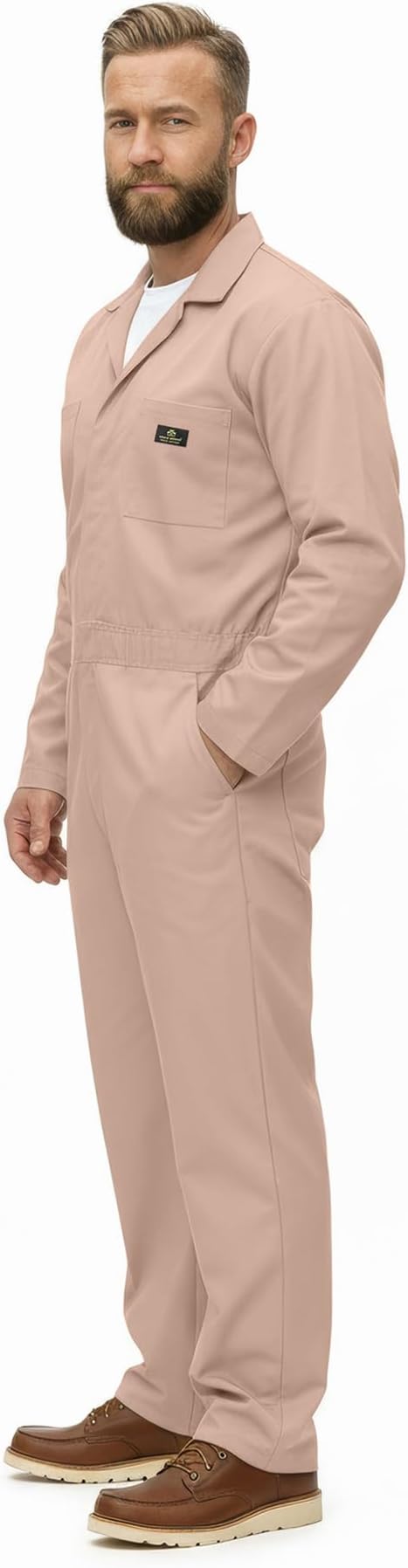 Natural Uniforms Mens Long Sleeve Zip Up Twill Coverall, Stain and Wrinkle Resistant