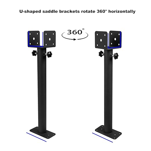 3Pcs Roof Riser Brackets Kit, Roof Mount Brackets, Pergola Roof Beam Brackets, 3-1/2" Saddle Black Riser