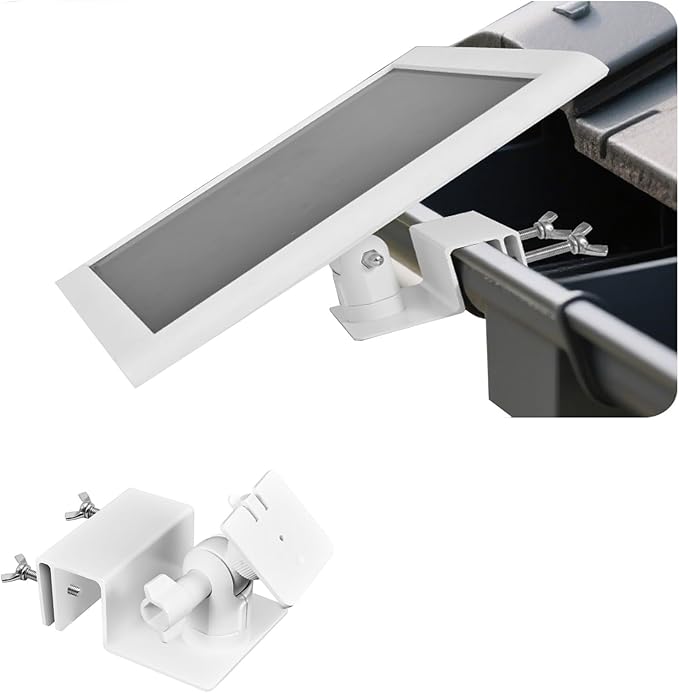 Adjustable Solar Panel Gutter Mount for Ring -Easy Install Weatherproof Aluminum Alloy Bracket for Outdoor Use，with Perfect Sunlight Angle，Get Adequate Sunlight (White)
