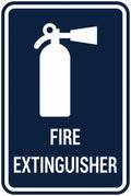 Signs ByLITA Portrait Round Fire Extinguisher Sign with Adhesive Tape, Mounts On Any Flat Surface (Navy Blue/White) - Medium